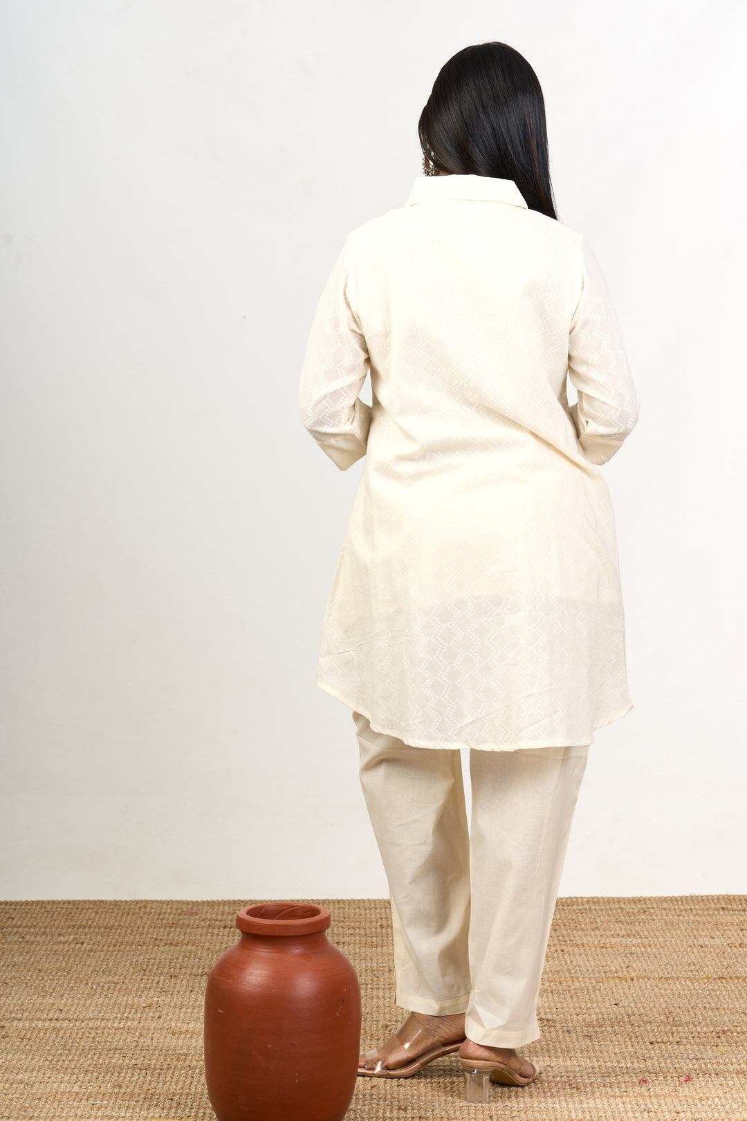 The Nesavu Womens Co-Ord Sets Elegant Women’S Knitted Co-Ord Trouser Set with Intricate Designs and Classic Appeal Nesavu Womens Knitted Co-Ord Trouser Set Geometric Embroidery Cotton Comfort - | The Nesavu