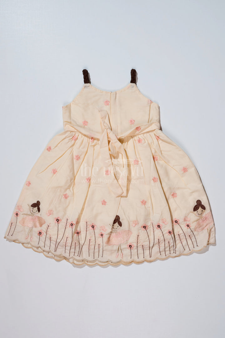 The Nesavu Girls Cotton Frock Elegant Yellow Cotton Frock for Girls with Embroidery and Ballerina Motifs Nesavu Yellow Cotton Frock Girls Embroidery Ballerina Motifs | The Nesavu
