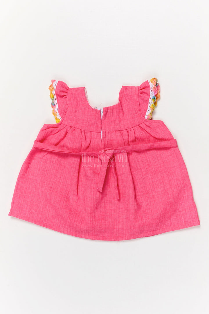 The Nesavu Baby Cotton Frocks Embellished Cotton Frock for Baby Girls with Butterfly Patch and Sequin Trim Nesavu Nesavu baby girl cotton frock with butterfly patch and sequin trim for sparkly everyday wear