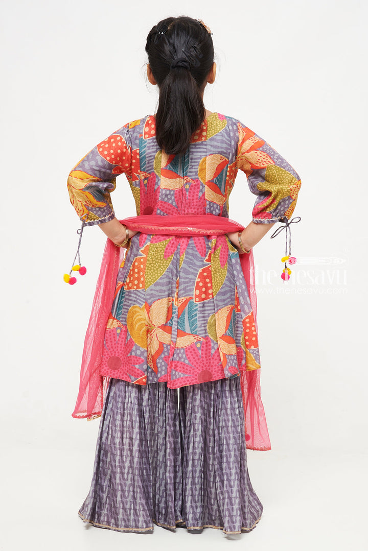 The Nesavu Girls Sharara / Plazo Set Embrace the Fusion with Modernity: Short Kurti and Gharara Sets for Summer Nesavu Shop Summers Latest Trend | Elegant Short Kurti with Gharara Sets | The Nesavu