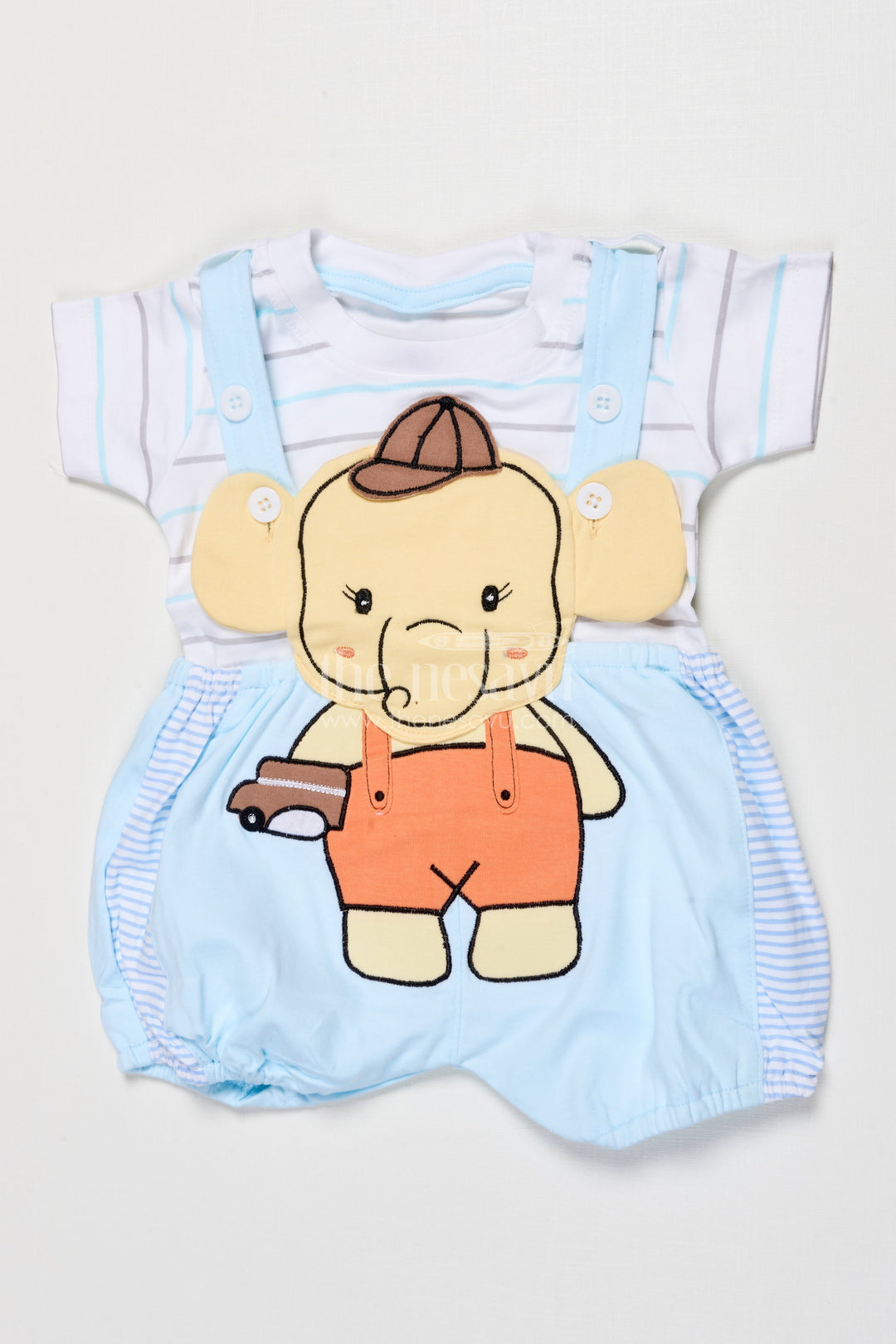 The Nesavu Baby Dungarees Embroidered Baby Dungaree Set for Casual Wear and Playtime Fun Nesavu 14 (6M) / Blue BCS516A-14 Nesavu embroidered baby dungaree cotton set boys  perfect playtime everyday comfort