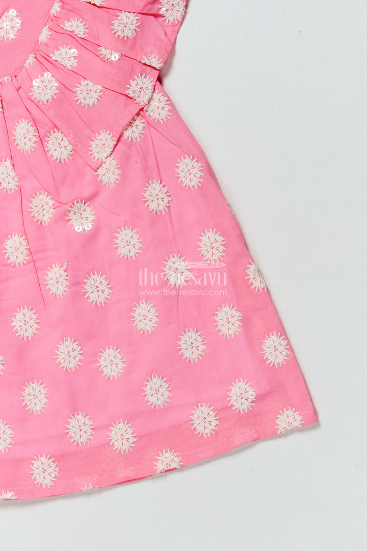 The Nesavu Girls Cotton Frock Embroidered Baby Girl Frock for Parties and Family Outings Nesavu Nesavu baby girl cotton frock floral embroidery birthday parties special family moments