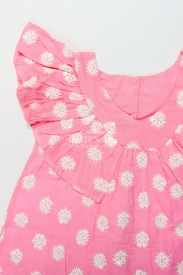 The Nesavu Girls Cotton Frock Embroidered Baby Girl Frock for Parties and Family Outings Nesavu Nesavu baby girl cotton frock floral embroidery birthday parties special family moments