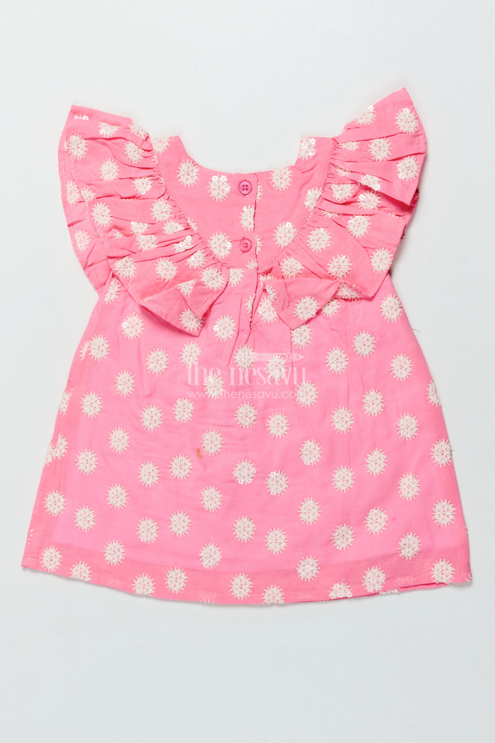 The Nesavu Girls Cotton Frock Embroidered Baby Girl Frock for Parties and Family Outings Nesavu Nesavu baby girl cotton frock floral embroidery birthday parties special family moments