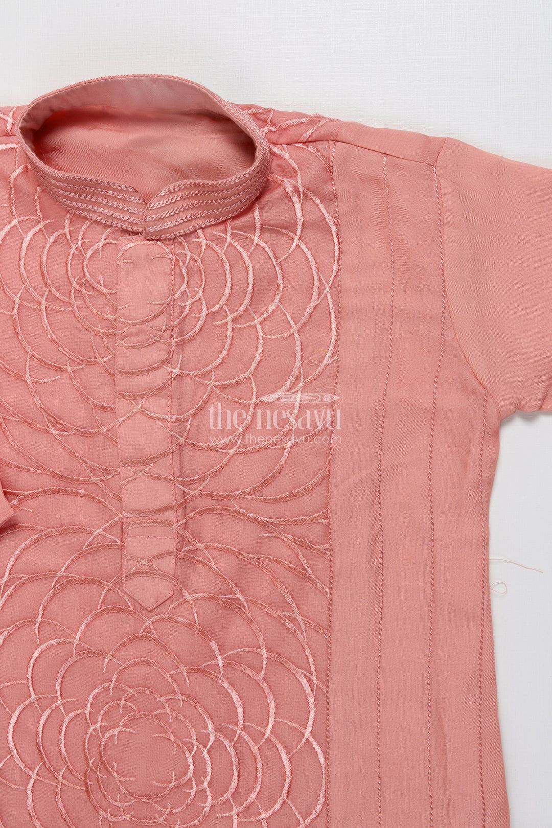 The Nesavu Boys Kurtha Set Embroidered Boys Kurta Set In Silk Cotton for Celebrations and Functions Nesavu Nesavu embroidered boys kurta set silk cotton perfect festive wear wedding functions