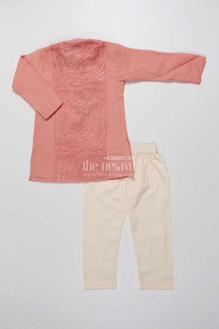 The Nesavu Boys Kurtha Set Embroidered Boys Kurta Set In Silk Cotton for Celebrations and Functions Nesavu Nesavu embroidered boys kurta set silk cotton perfect festive wear wedding functions