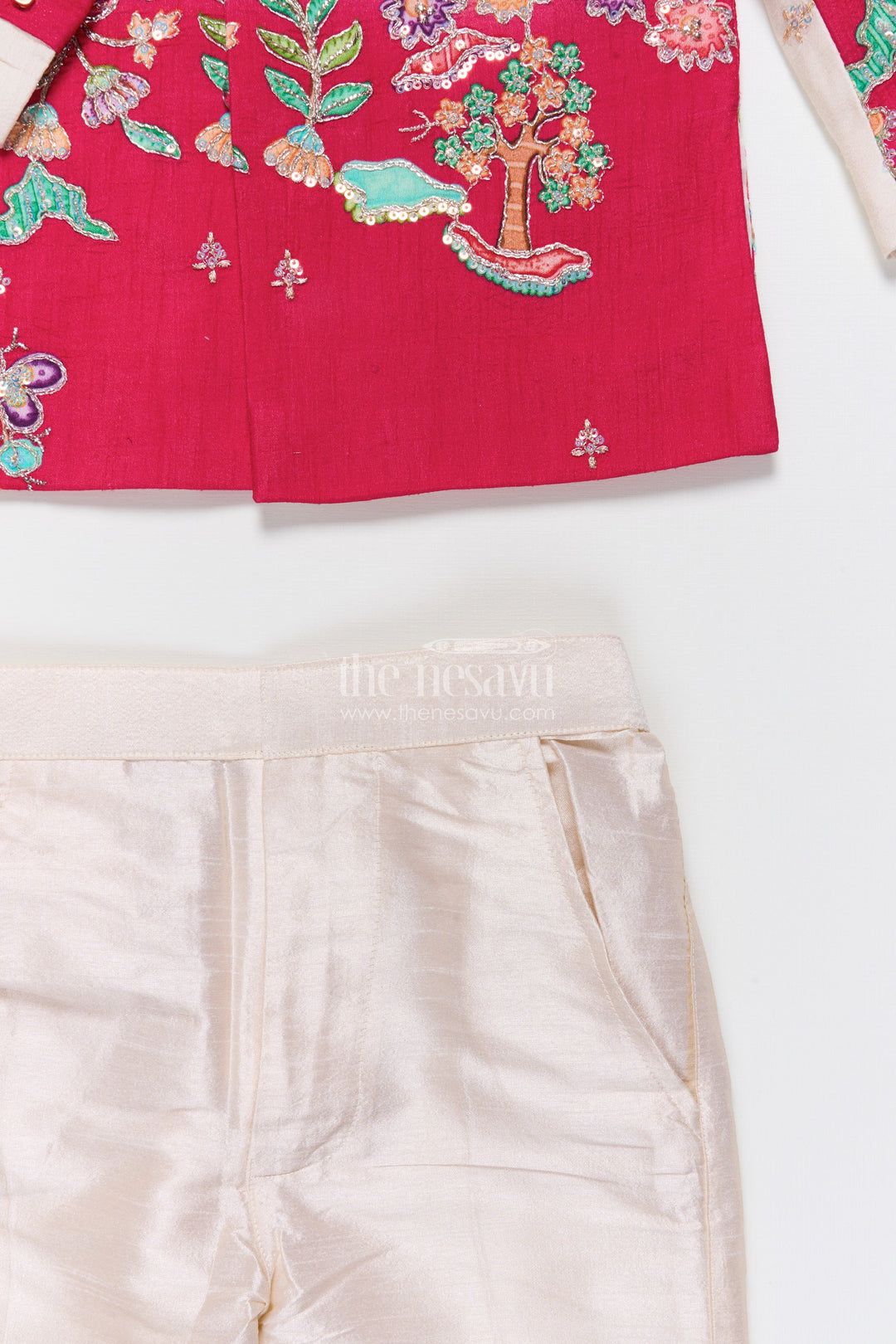 The Nesavu Boys Sherwani Embroidered Boys Sherwani Set for Festive Weddings and Cultural Functions Nesavu Nesavu boys sherwani sequin embroidery placement print weddings festive events