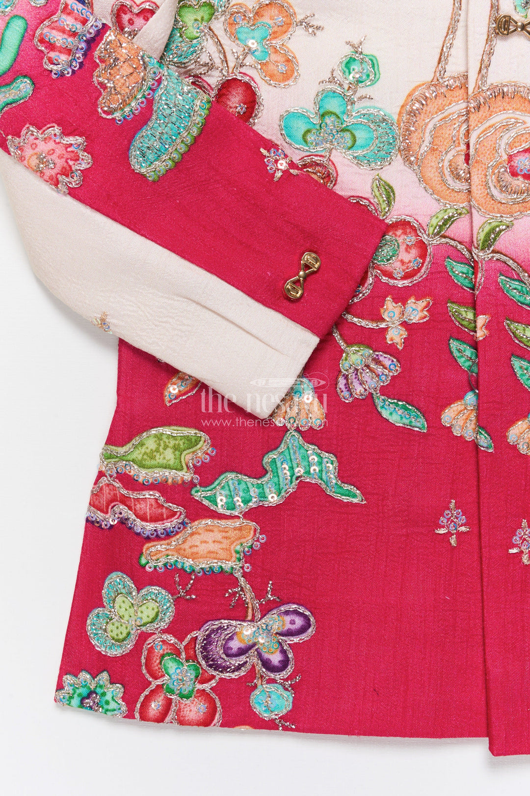 The Nesavu Boys Sherwani Embroidered Boys Sherwani Set for Festive Weddings and Cultural Functions Nesavu Nesavu boys sherwani sequin embroidery placement print weddings festive events