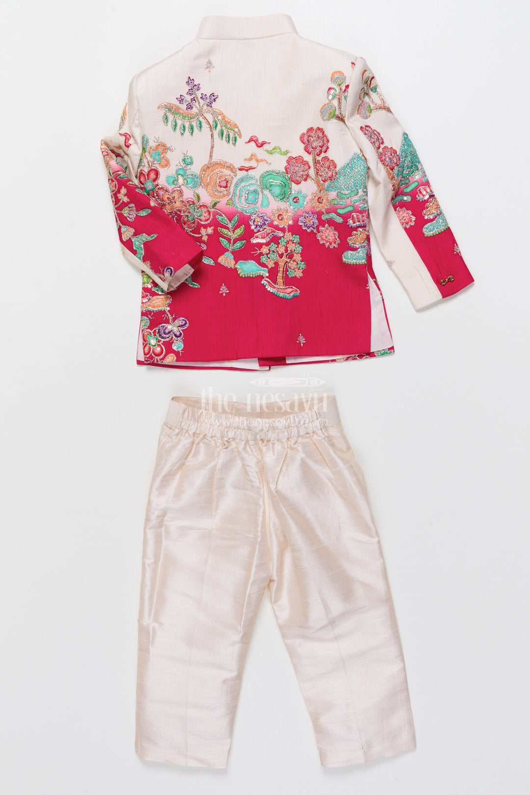 The Nesavu Boys Sherwani Embroidered Boys Sherwani Set for Festive Weddings and Cultural Functions Nesavu Nesavu boys sherwani sequin embroidery placement print weddings festive events