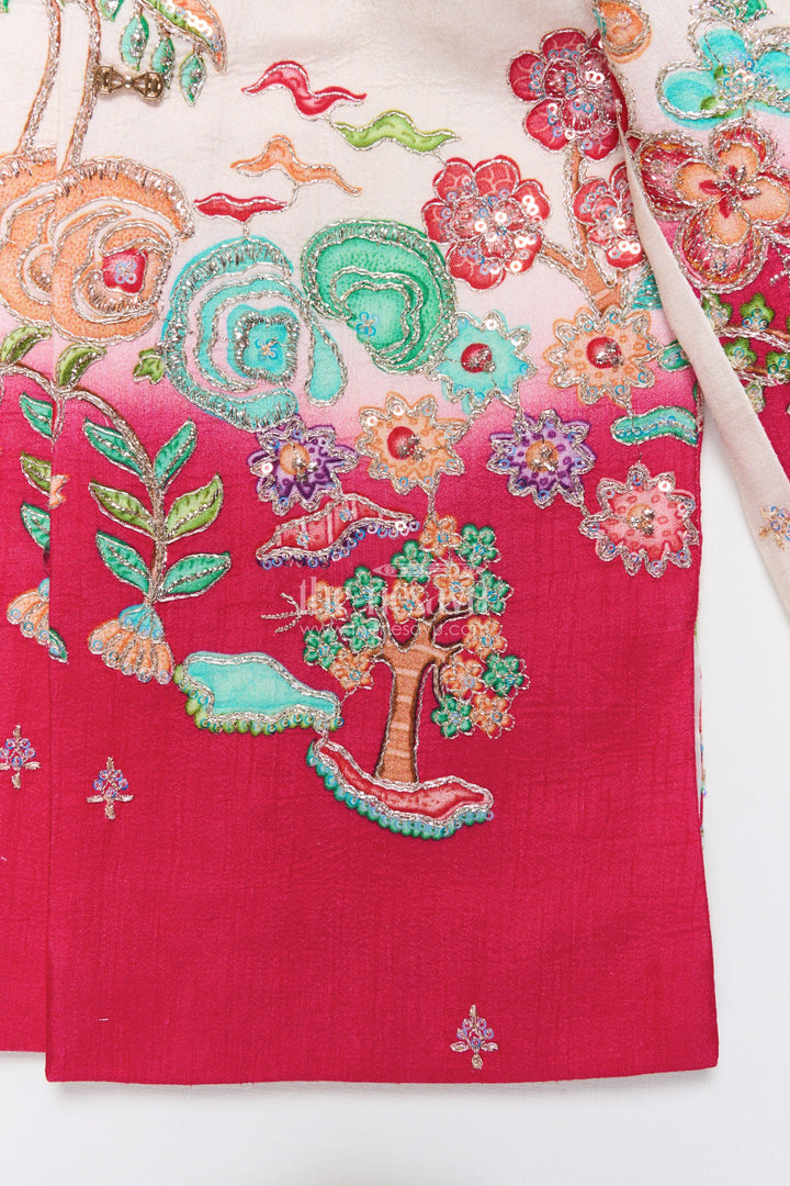 The Nesavu Boys Sherwani Embroidered Boys Sherwani Set for Festive Weddings and Cultural Functions Nesavu Nesavu boys sherwani sequin embroidery placement print weddings festive events