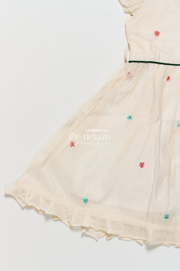 The Nesavu Girls Chanderi Frock Embroidered Chanderi Frock for Girls Perfect for Festive Occasions Nesavu Nesavu Chanderi frock girls parrot embroidery  ideal festive cultural events