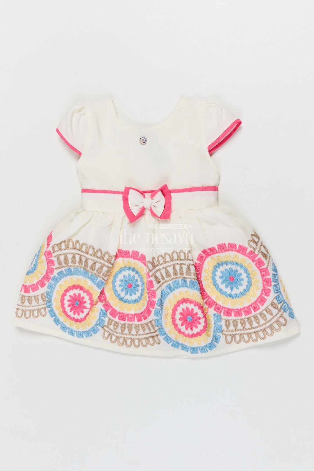 The Nesavu Girls Cotton Frock Embroidered Cotton Frock for Toddler Girls&