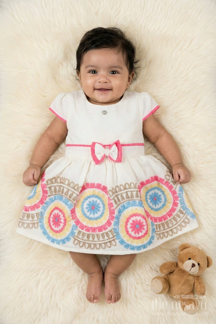The Nesavu Girls Cotton Frock Embroidered Cotton Frock for Toddler Girls&