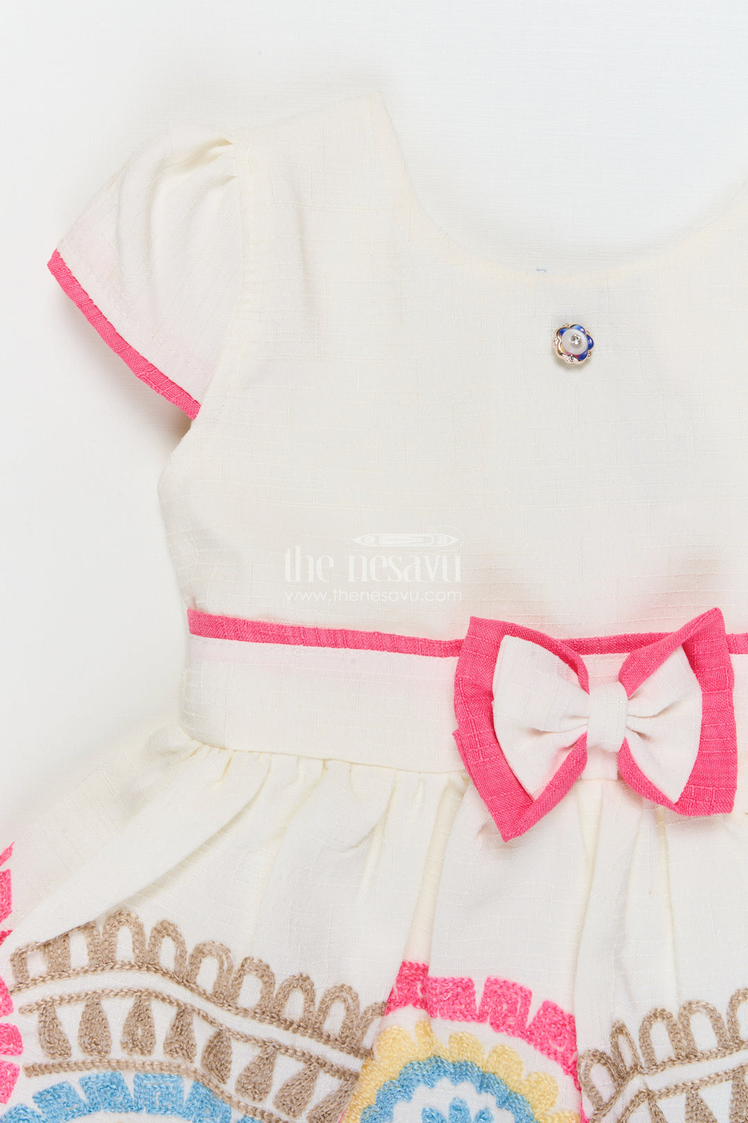 The Nesavu Girls Cotton Frock Embroidered Cotton Frock for Toddler Girls&