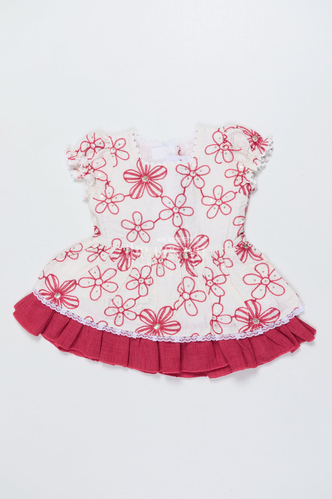 The Nesavu Girls Cotton Frock Embroidered Cotton Frock for Toddler Girls Special Moments Nesavu 14 (6M) / Purple GFC2015B-14 Nesavu toddler girl cotton frock thread embroidery birthdays family photos