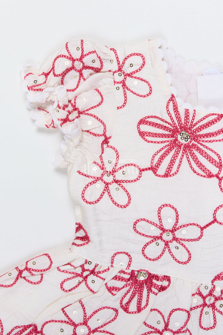 The Nesavu Girls Cotton Frock Embroidered Cotton Frock for Toddler Girls Special Moments Nesavu Nesavu toddler girl cotton frock thread embroidery birthdays family photos