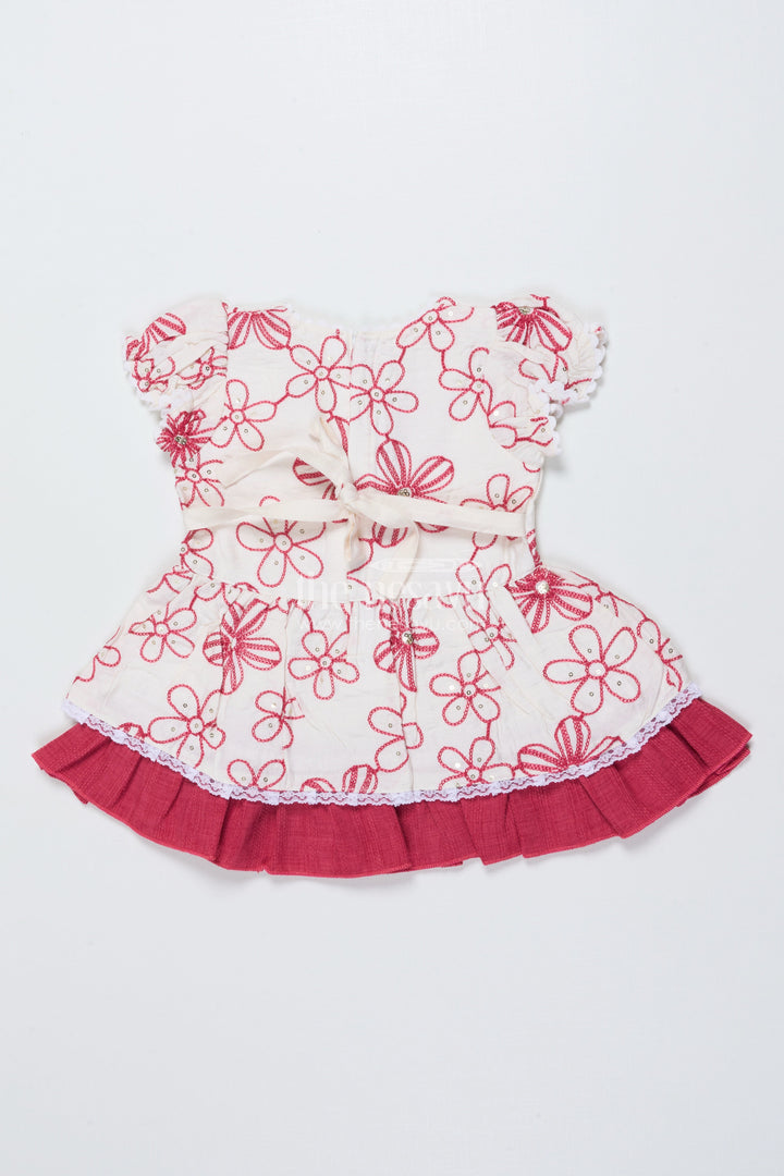 The Nesavu Girls Cotton Frock Embroidered Cotton Frock for Toddler Girls Special Moments Nesavu Nesavu toddler girl cotton frock thread embroidery birthdays family photos