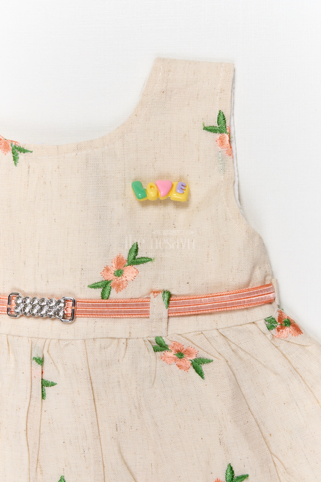 The Nesavu Baby Cotton Frocks Embroidered Cotton Frock for Toddler Girls with Belt for Family Functions Nesavu Nesavu embroidered cotton frock for toddler girls with pleats and belt for family occasions