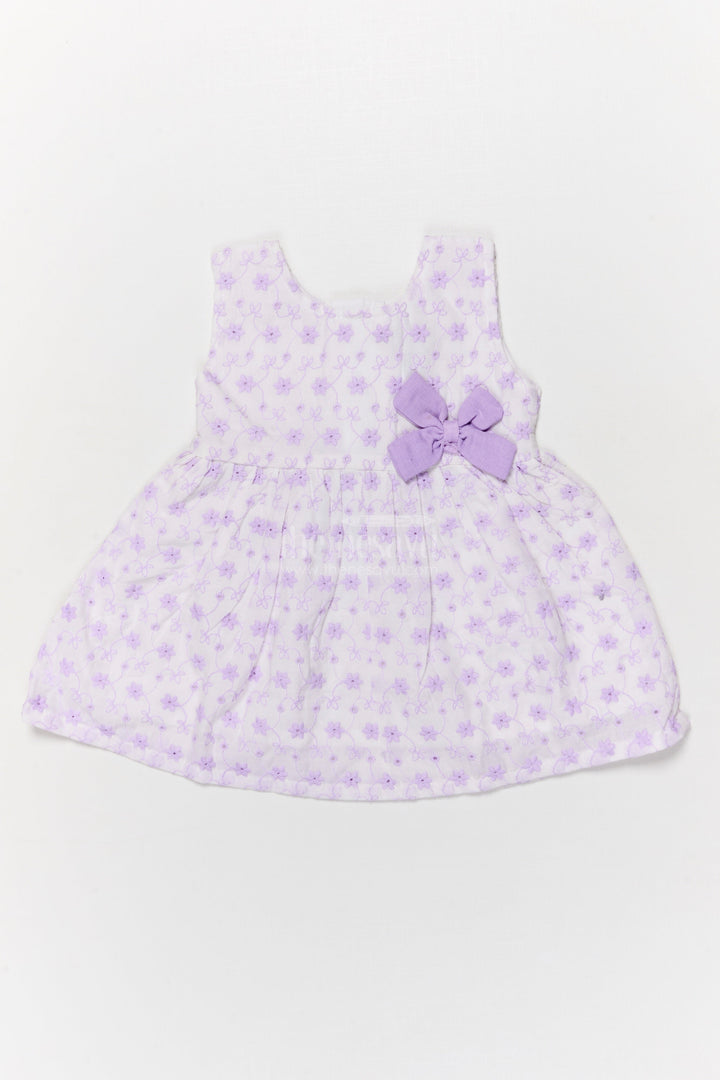 The Nesavu Baby Cotton Frocks Embroidered Cotton Frock for Toddler Girls with Sleeveless Design Nesavu 14 (6M) / Purple BFJ887B-14 Nesavu toddler girl cotton frock with embroidery and bow for playdates and everyday comfort