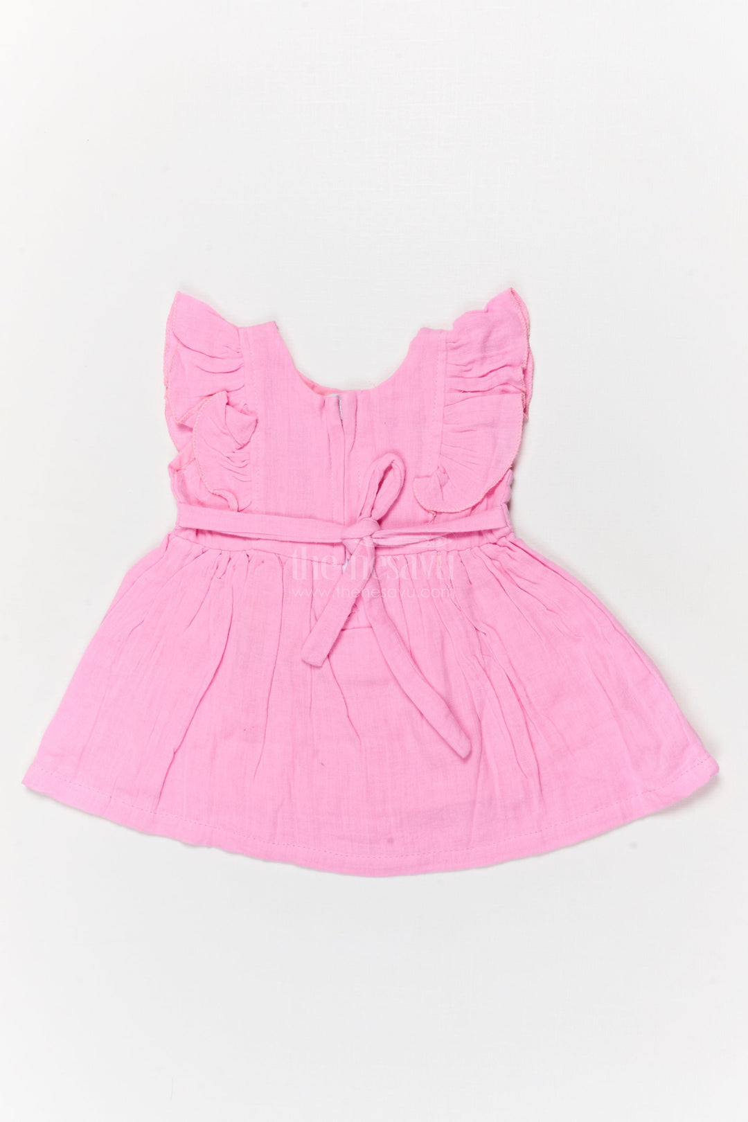 The Nesavu Baby Cotton Frocks Embroidered Cotton Frock with Frilled Shoulders for Baby Girls Nesavu Nesavu baby girl embroidered cotton frock with frilled sleeves for festive mornings and birthdays