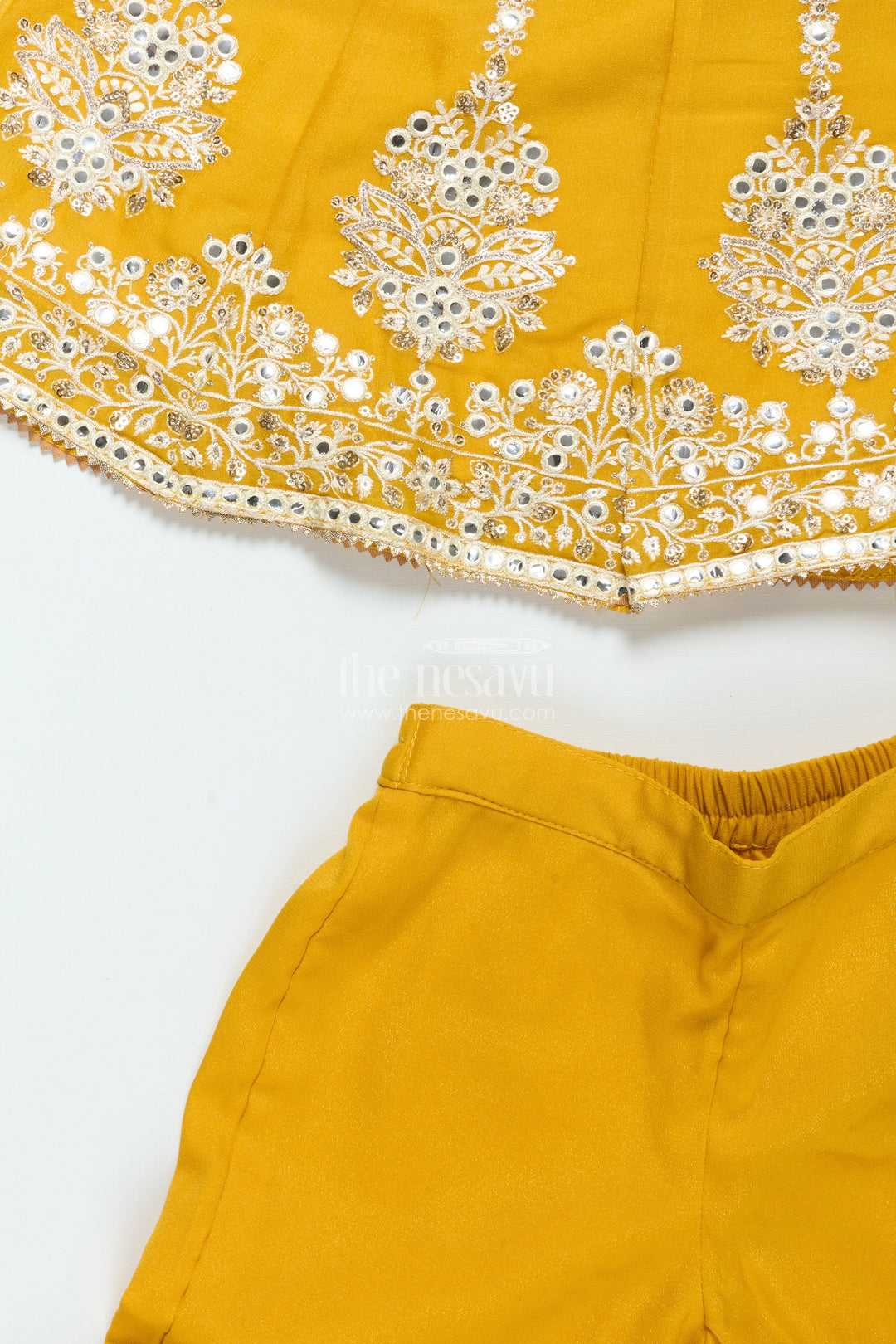 The Nesavu Girls Sharara / Plazo Set Embroidered Girls Sharara Set with Dupatta Perfect for Wedding and Festive Celebrations Nesavu Nesavu girls embroidered georgette sharara set dupatta elegant festive wedding wear