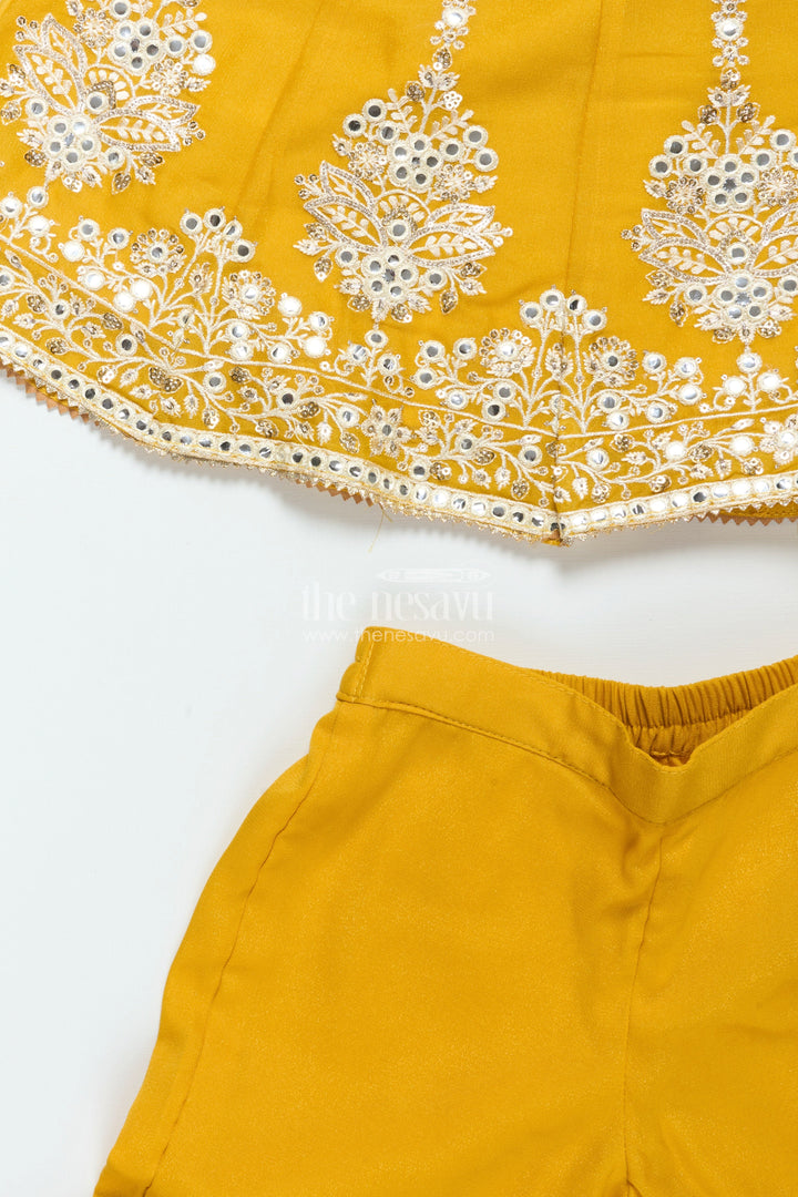 The Nesavu Girls Sharara / Plazo Set Embroidered Girls Sharara Set with Dupatta Perfect for Wedding and Festive Celebrations Nesavu Nesavu girls embroidered georgette sharara set dupatta elegant festive wedding wear