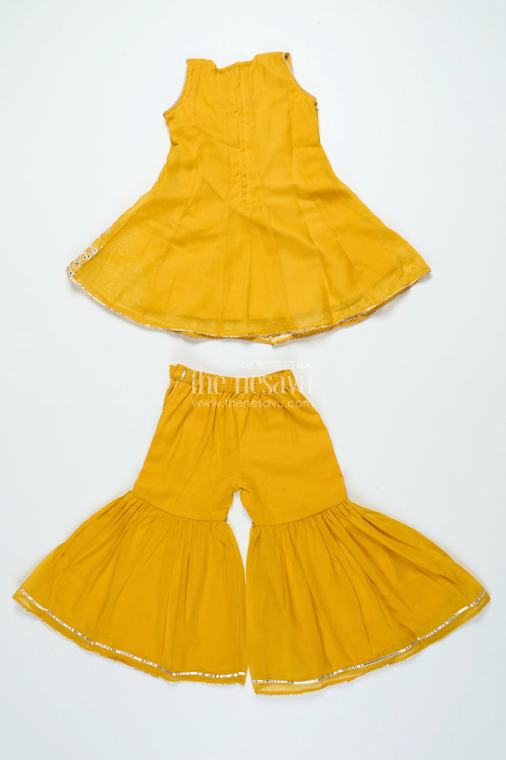 The Nesavu Girls Sharara / Plazo Set Embroidered Girls Sharara Set with Dupatta Perfect for Wedding and Festive Celebrations Nesavu Nesavu girls embroidered georgette sharara set dupatta elegant festive wedding wear