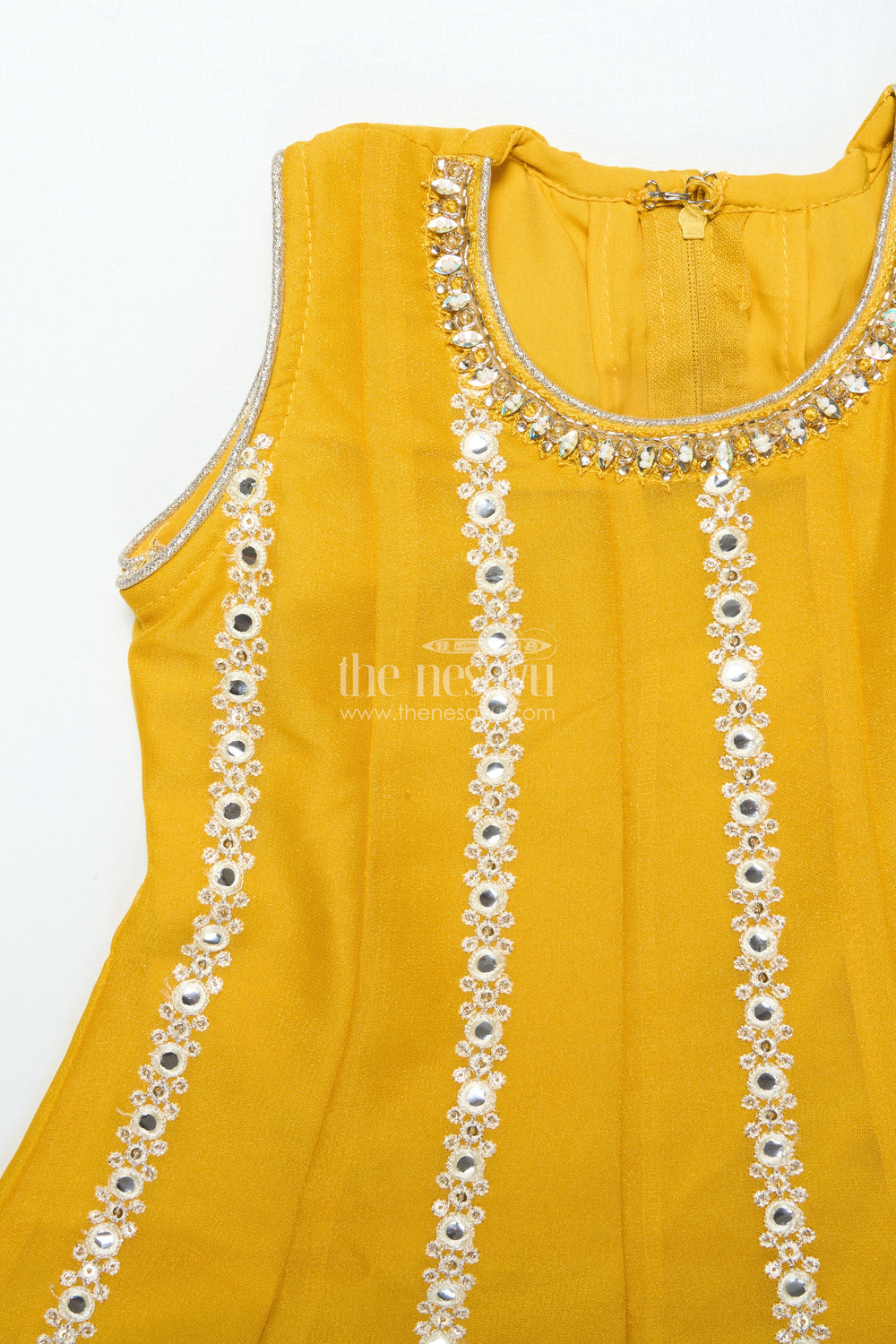 The Nesavu Girls Sharara / Plazo Set Embroidered Girls Sharara Set with Dupatta Perfect for Wedding and Festive Celebrations Nesavu Nesavu girls embroidered georgette sharara set dupatta elegant festive wedding wear