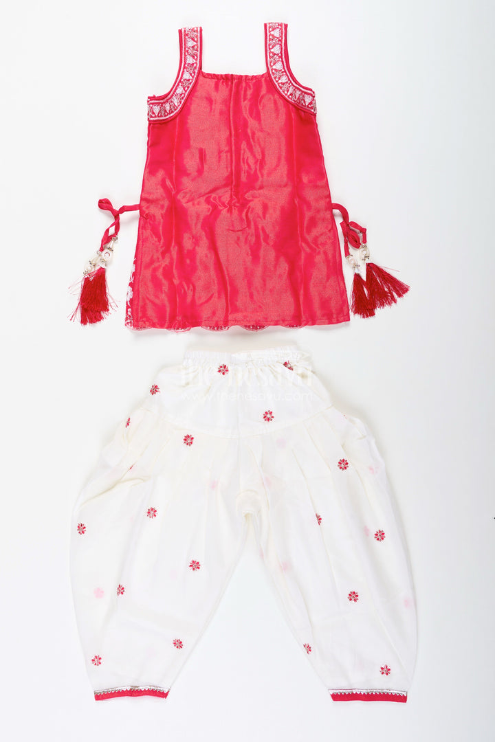 The Nesavu Girls Sharara / Plazo Set Embroidered kurti with dhoti pant set – ethnic charm for baby girls Nesavu Baby girls kurti dhoti pant set  Nesavu ethnic wear toddlers