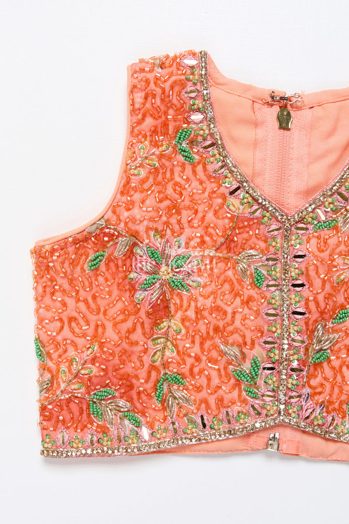 The Nesavu Girls Lehenga Choli Embroidered Lehenga Choli for Baby Girl for Weddings and Family Events Nesavu Nesavu baby girl embroidered lehenga choli floral print weddings festive celebrations