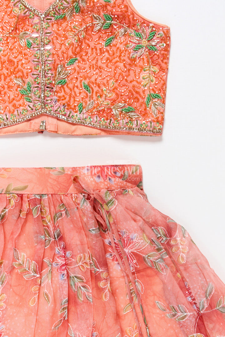 The Nesavu Girls Lehenga Choli Embroidered Lehenga Choli for Baby Girl for Weddings and Family Events Nesavu Nesavu baby girl embroidered lehenga choli floral print weddings festive celebrations