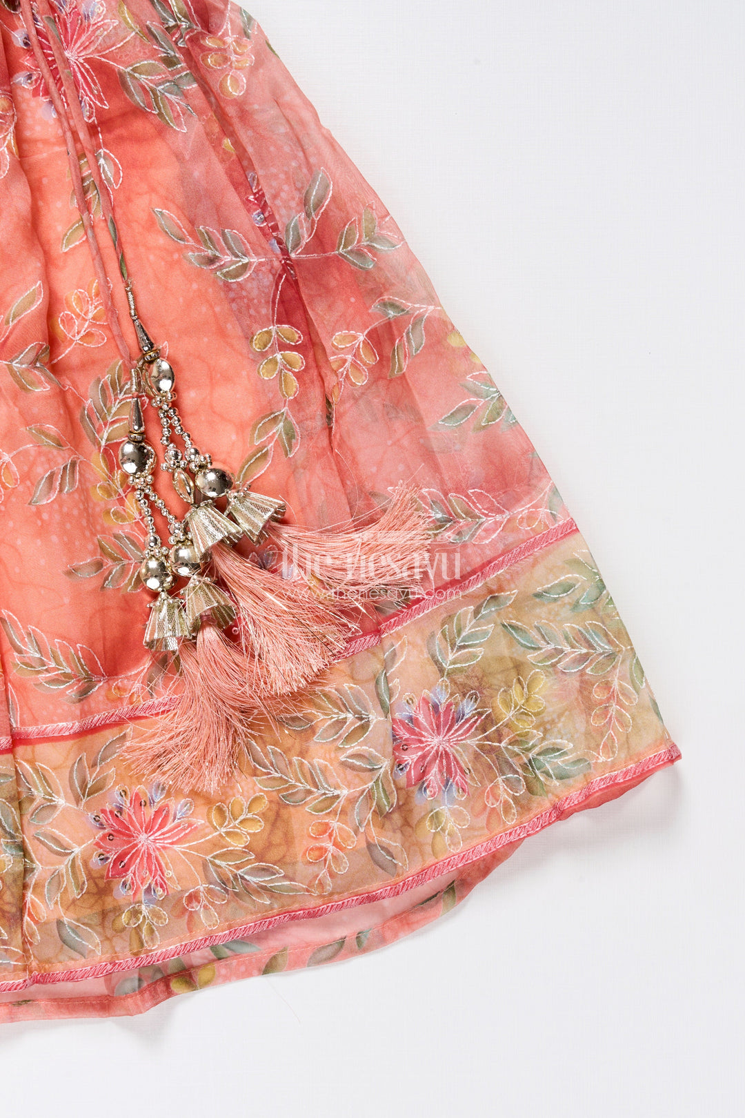 The Nesavu Girls Lehenga Choli Embroidered Lehenga Choli for Baby Girl for Weddings and Family Events Nesavu Nesavu baby girl embroidered lehenga choli floral print weddings festive celebrations