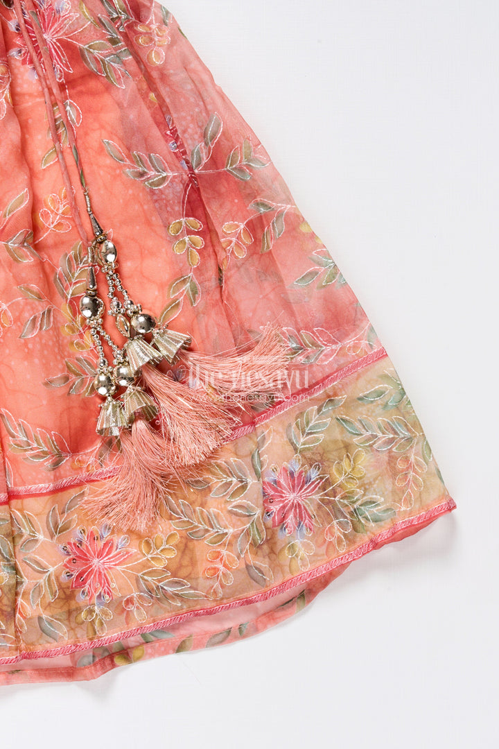 The Nesavu Girls Lehenga Choli Embroidered Lehenga Choli for Baby Girl for Weddings and Family Events Nesavu Nesavu baby girl embroidered lehenga choli floral print weddings festive celebrations