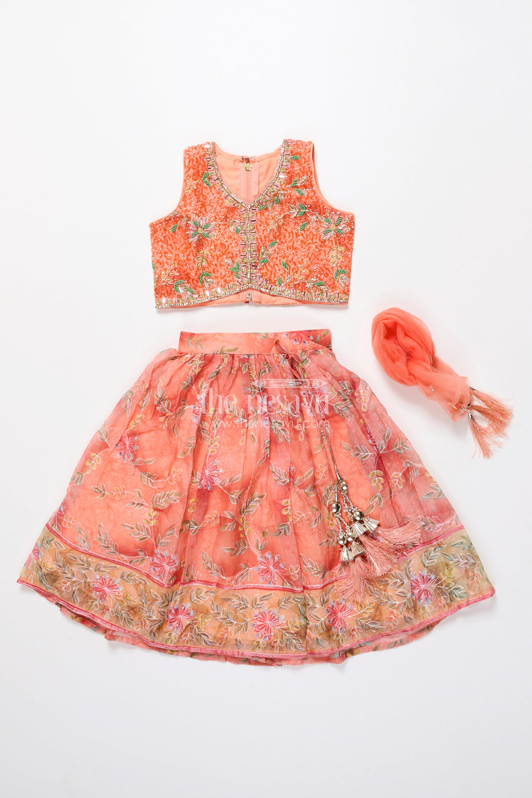 The Nesavu Girls Lehenga Choli Embroidered Lehenga Choli for Baby Girl for Weddings and Family Events Nesavu Nesavu baby girl embroidered lehenga choli floral print weddings festive celebrations