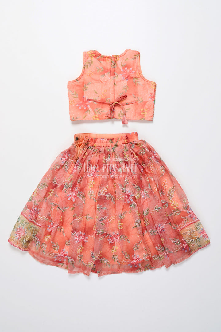 The Nesavu Girls Lehenga Choli Embroidered Lehenga Choli for Baby Girl for Weddings and Family Events Nesavu Nesavu baby girl embroidered lehenga choli floral print weddings festive celebrations