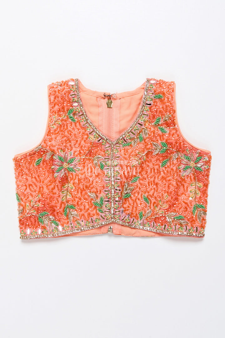 The Nesavu Girls Lehenga Choli Embroidered Lehenga Choli for Baby Girl for Weddings and Family Events Nesavu Nesavu baby girl embroidered lehenga choli floral print weddings festive celebrations