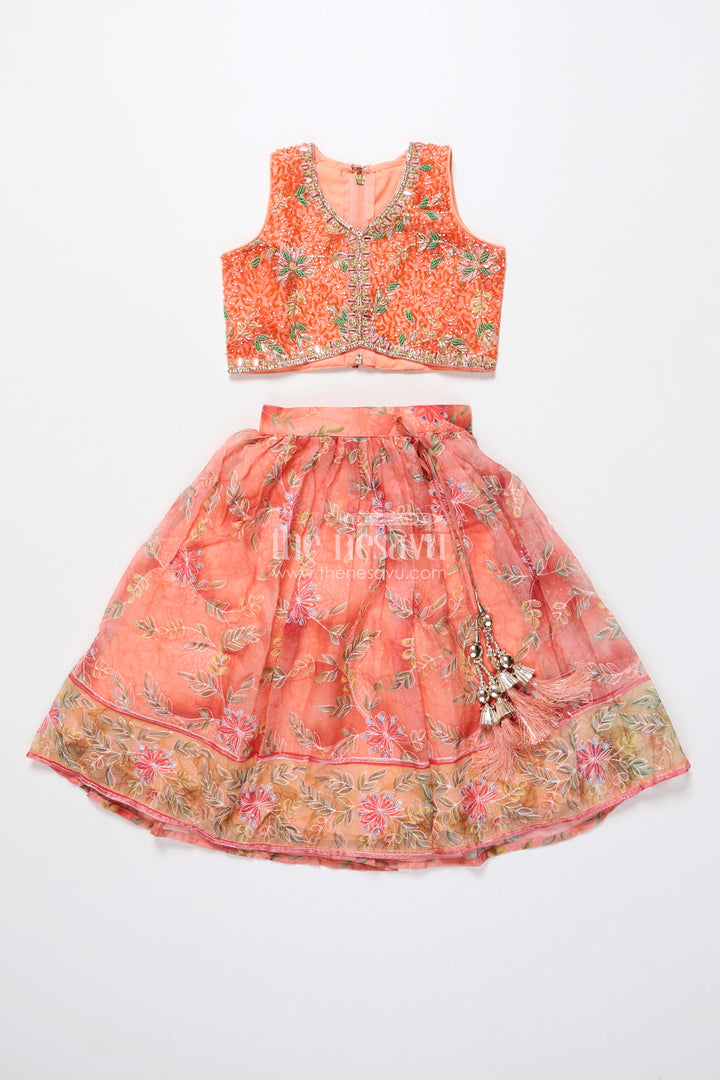 The Nesavu Girls Lehenga Choli Embroidered Lehenga Choli for Baby Girl for Weddings and Family Events Nesavu Nesavu baby girl embroidered lehenga choli floral print weddings festive celebrations