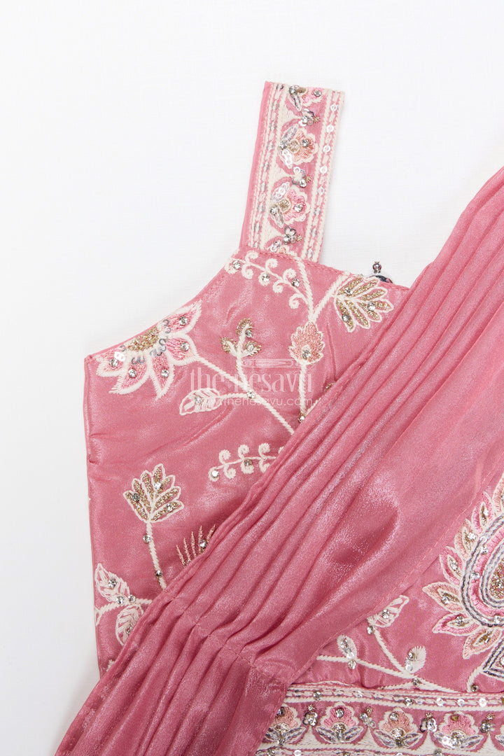 The Nesavu Girls Lehenga Choli Embroidered Lehenga Choli Set for Girls Ideal for Festive Functions Nesavu Nesavu tissue silk lehenga choli embroidery girls perfect birthdays ethnic functions