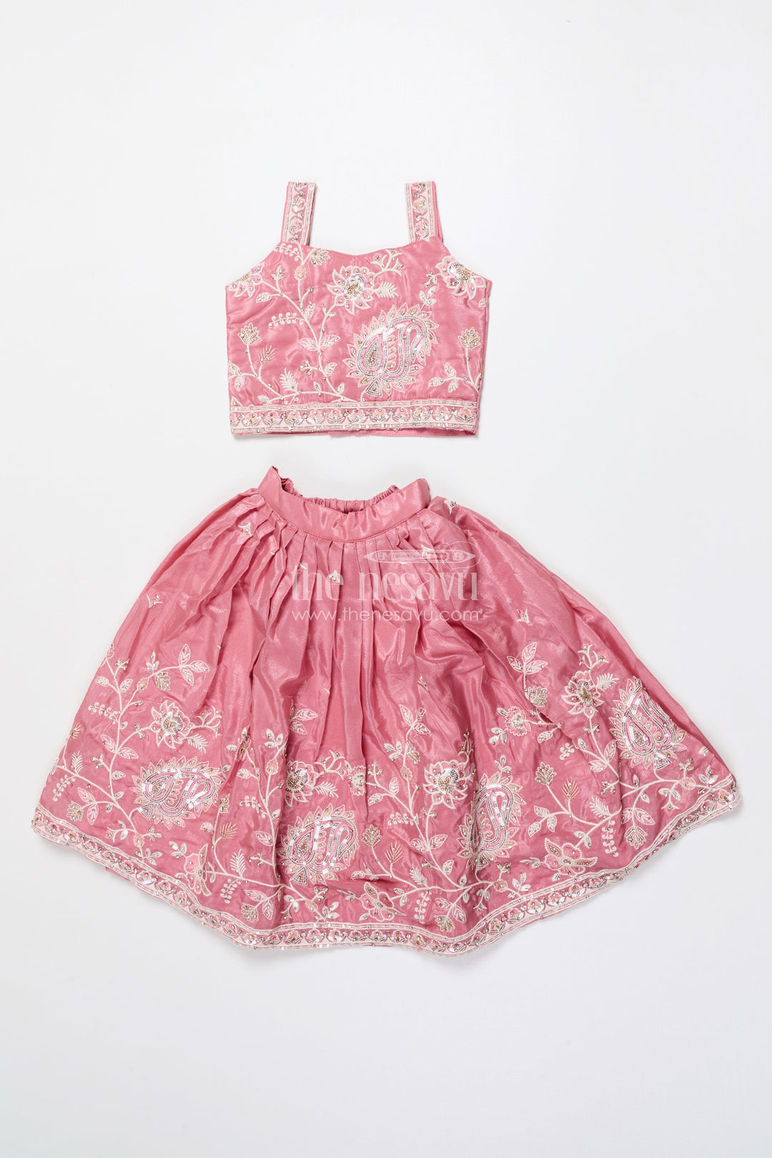 The Nesavu Girls Lehenga Choli Embroidered Lehenga Choli Set for Girls Ideal for Festive Functions Nesavu Nesavu tissue silk lehenga choli embroidery girls perfect birthdays ethnic functions