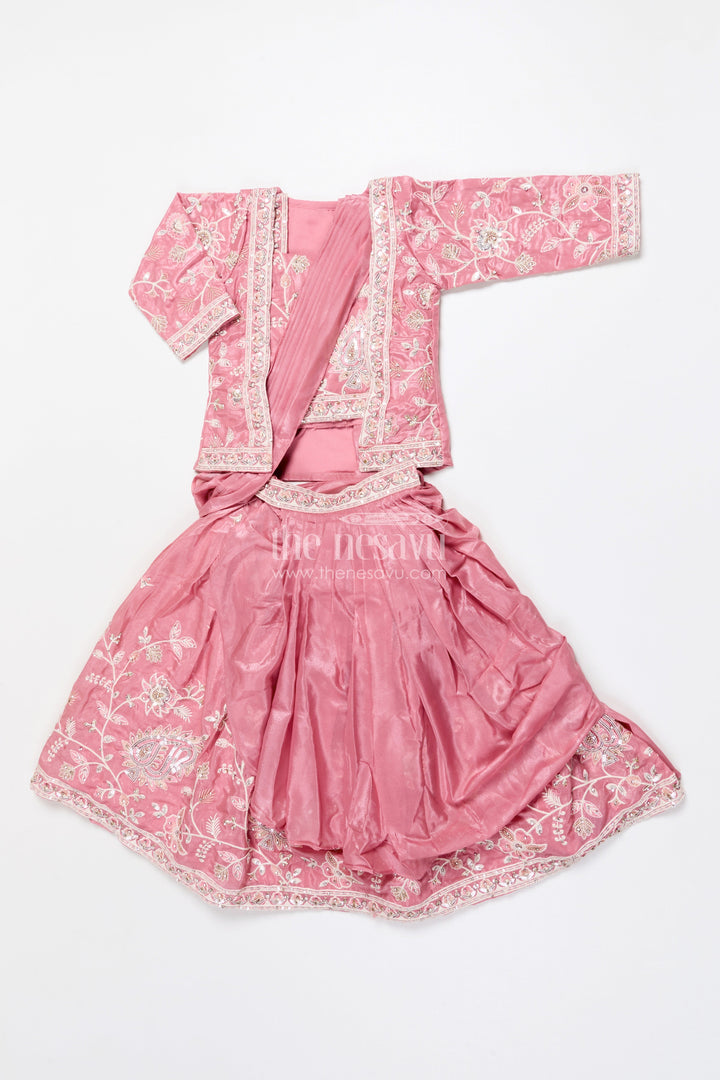 The Nesavu Girls Lehenga Choli Embroidered Lehenga Choli Set for Girls Ideal for Festive Functions Nesavu Nesavu tissue silk lehenga choli embroidery girls perfect birthdays ethnic functions