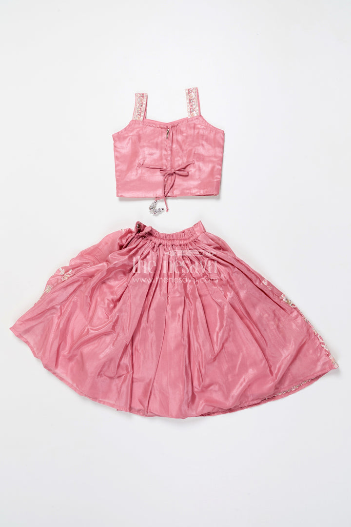 The Nesavu Girls Lehenga Choli Embroidered Lehenga Choli Set for Girls Ideal for Festive Functions Nesavu Nesavu tissue silk lehenga choli embroidery girls perfect birthdays ethnic functions