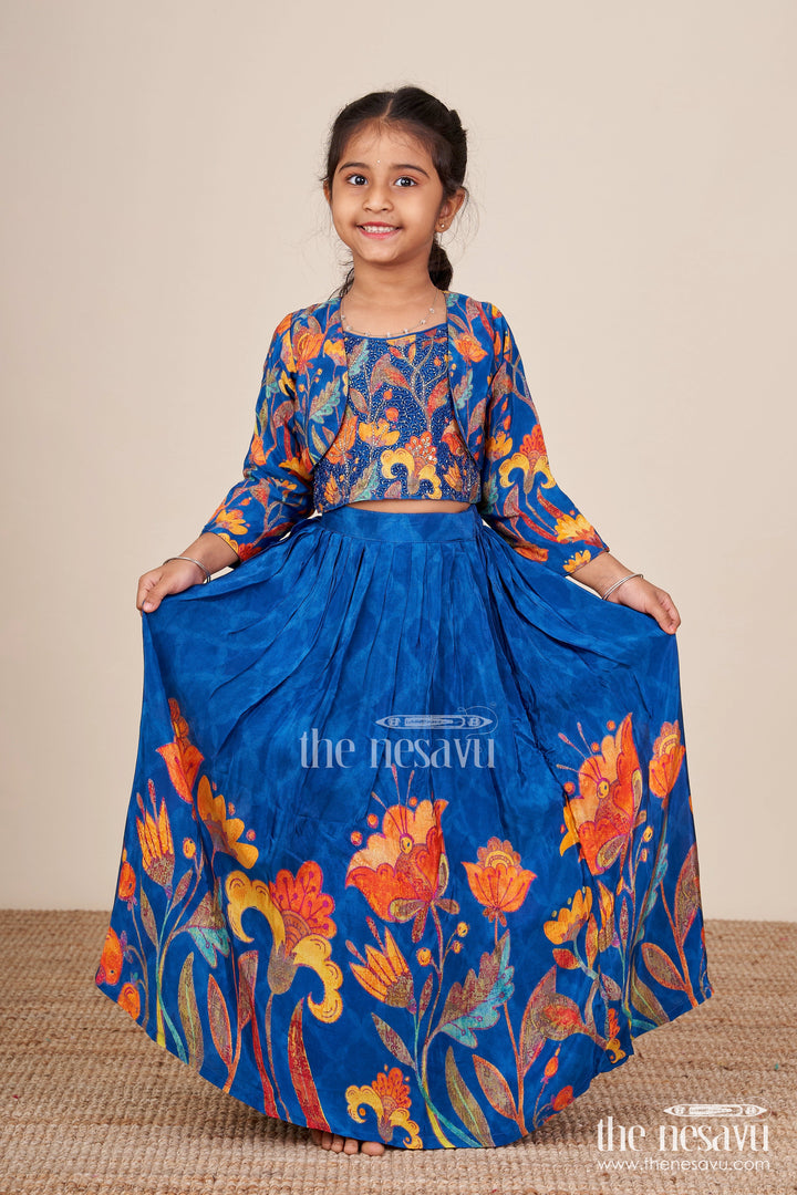 The Nesavu Girls Fancy Lehenga Embroidered Lehenga Set for Girls with Digital Print for Birthdays and Dance Events Nesavu Nesavu girls lehenga choli embroidery digital print festive parties birthdays