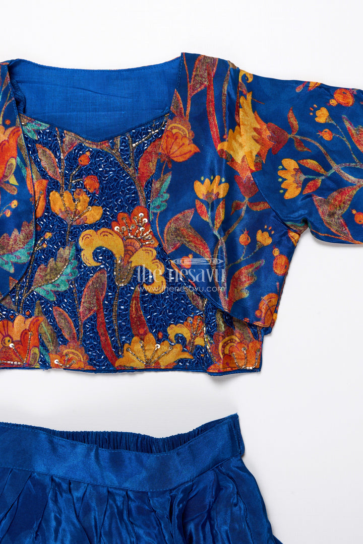 The Nesavu Girls Fancy Lehenga Embroidered Lehenga Set for Girls with Digital Print for Birthdays and Dance Events Nesavu Nesavu girls lehenga choli embroidery digital print festive parties birthdays