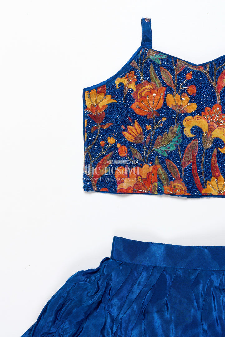 The Nesavu Girls Fancy Lehenga Embroidered Lehenga Set for Girls with Digital Print for Birthdays and Dance Events Nesavu Nesavu girls lehenga choli embroidery digital print festive parties birthdays