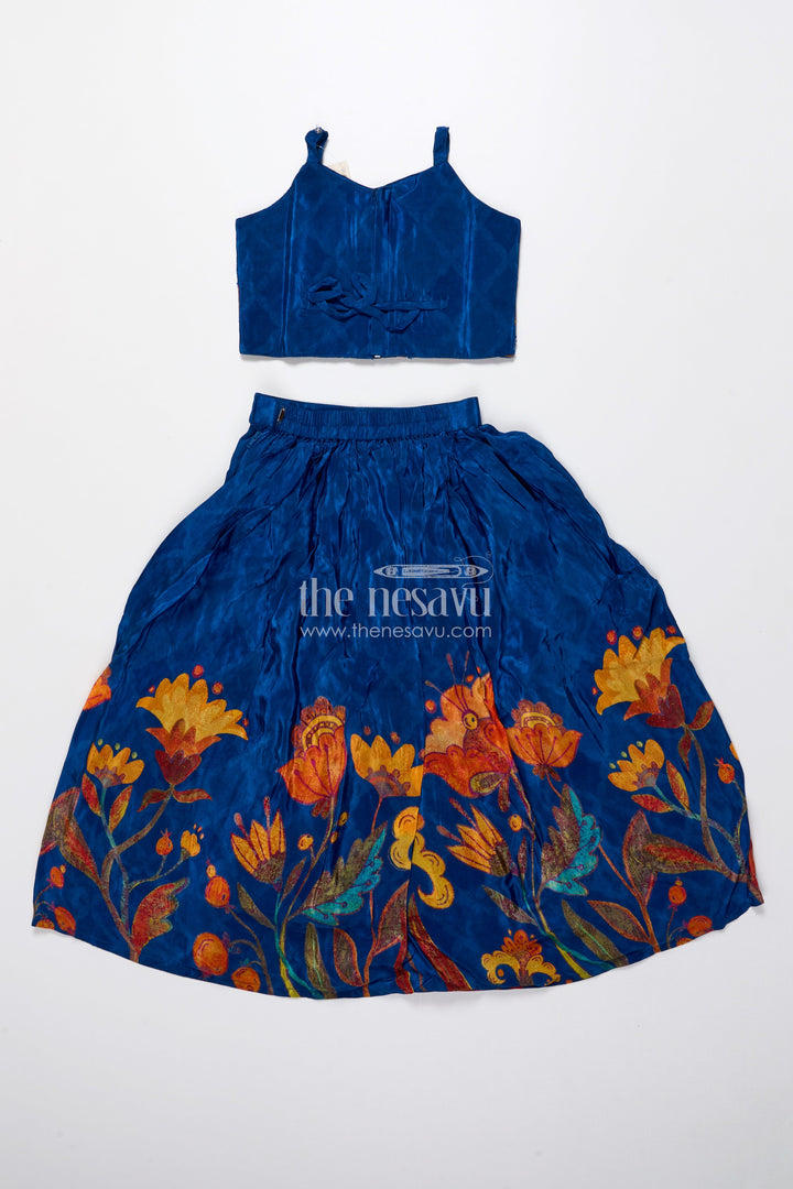 The Nesavu Girls Fancy Lehenga Embroidered Lehenga Set for Girls with Digital Print for Birthdays and Dance Events Nesavu Nesavu girls lehenga choli embroidery digital print festive parties birthdays
