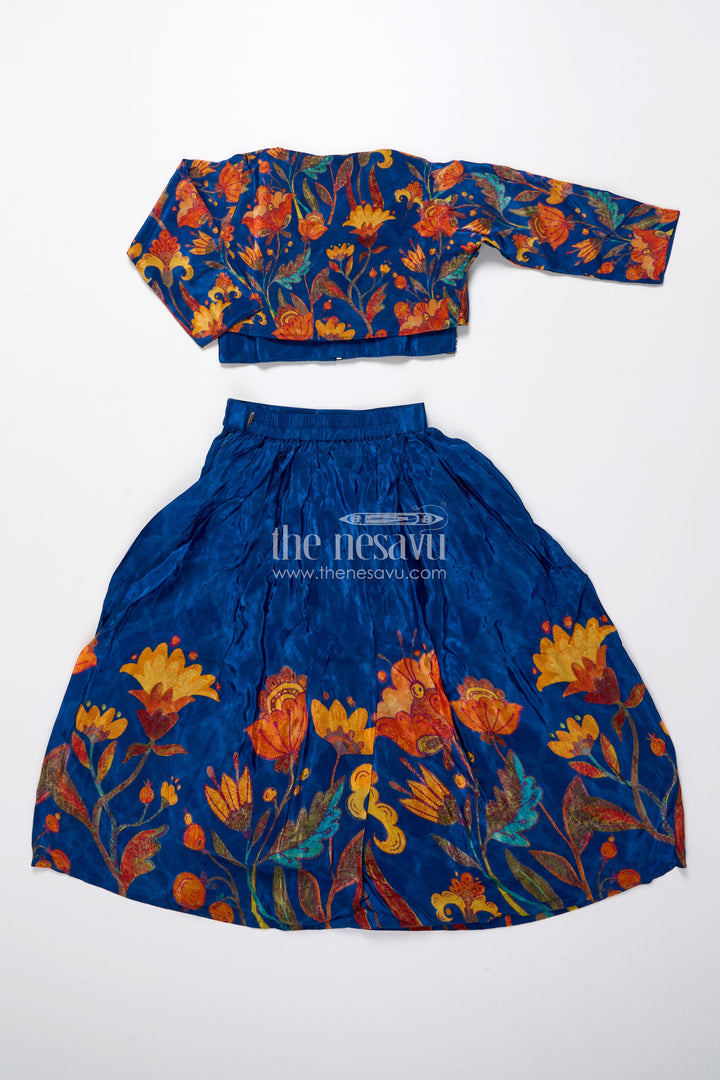 The Nesavu Girls Fancy Lehenga Embroidered Lehenga Set for Girls with Digital Print for Birthdays and Dance Events Nesavu Nesavu girls lehenga choli embroidery digital print festive parties birthdays