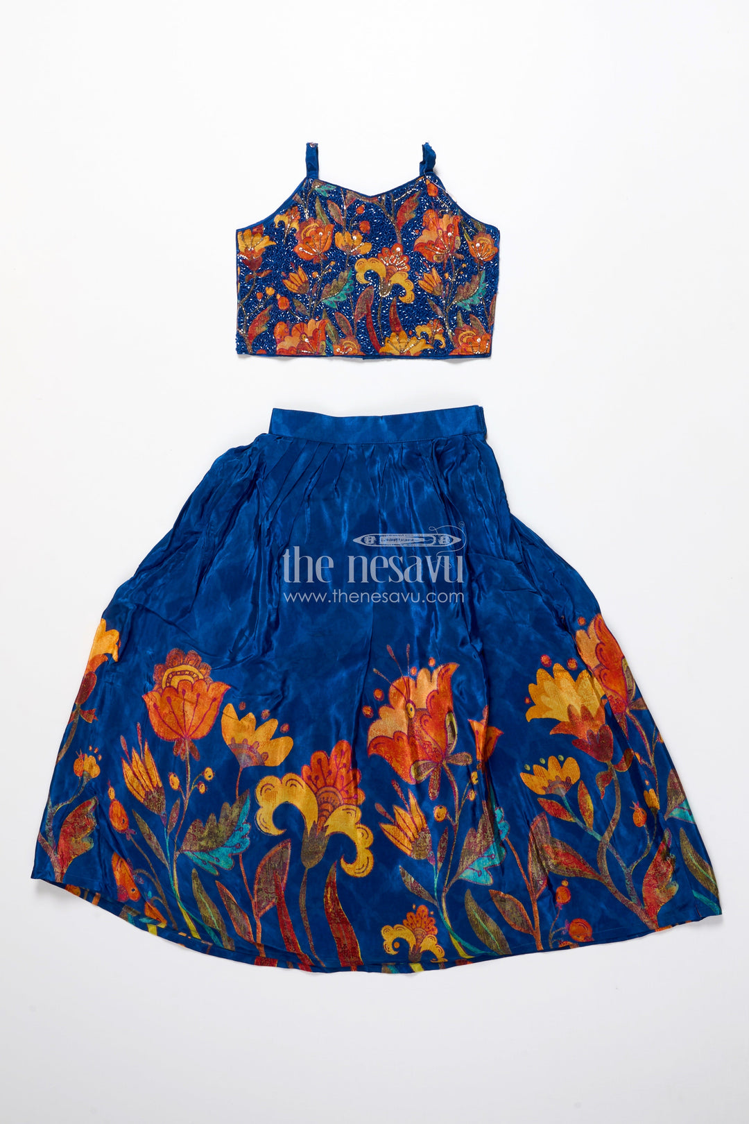 The Nesavu Girls Fancy Lehenga Embroidered Lehenga Set for Girls with Digital Print for Birthdays and Dance Events Nesavu Nesavu girls lehenga choli embroidery digital print festive parties birthdays