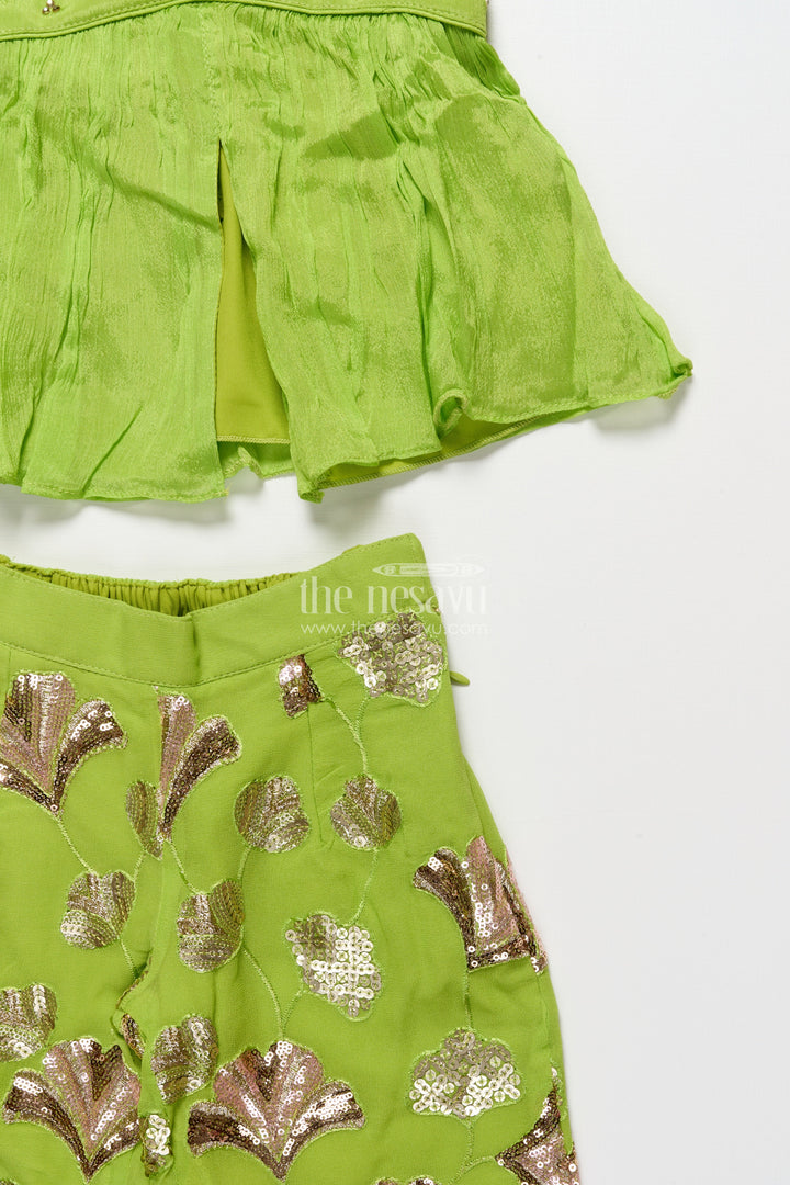 The Nesavu Girls Sharara / Plazo Set Embroidered Sharara Set for Girls Festive and Cultural Wear Nesavu Nesavu sharara set girls viscose silk embroidery perfect cultural functions festive events