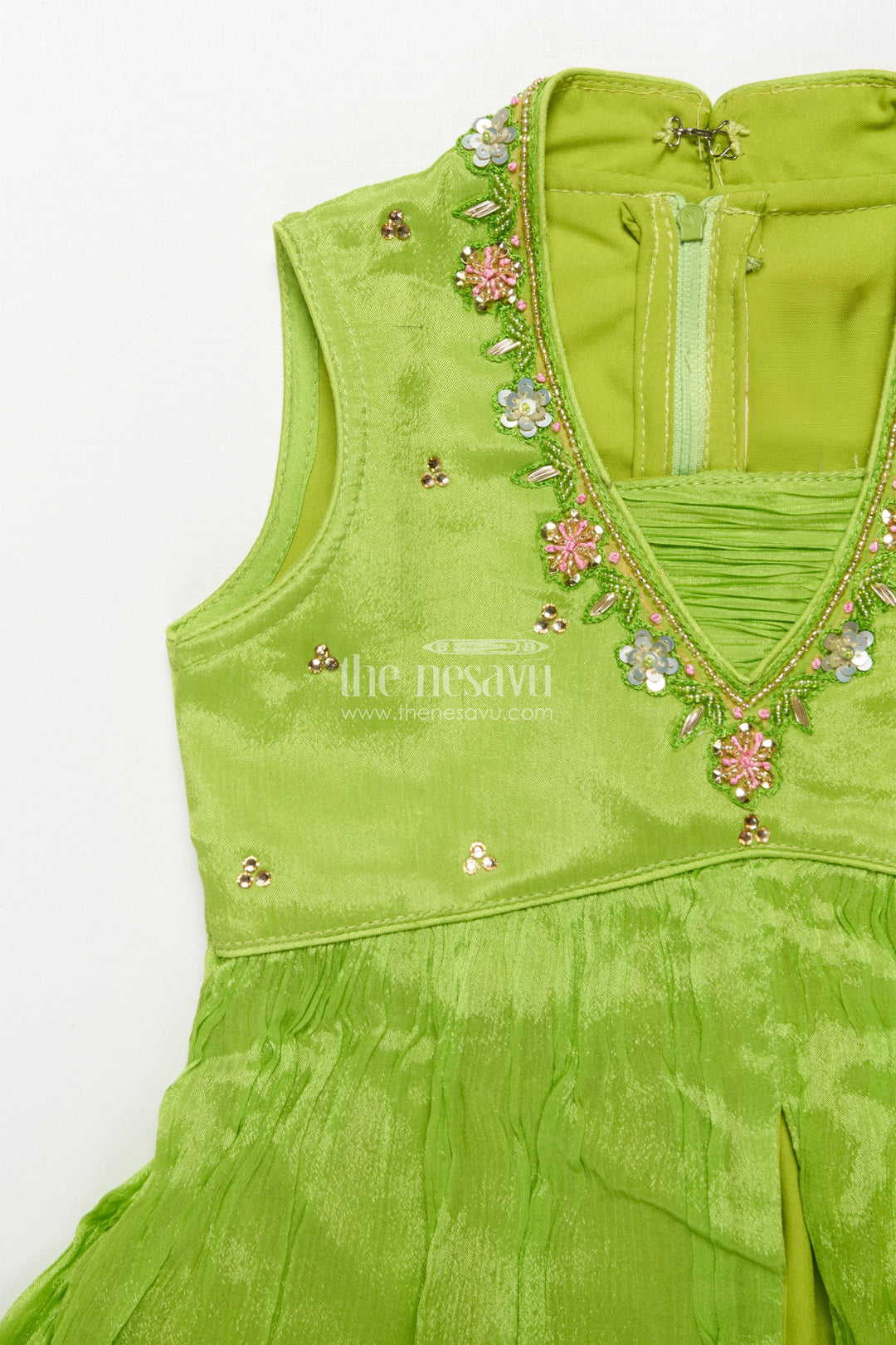 The Nesavu Girls Sharara / Plazo Set Embroidered Sharara Set for Girls Festive and Cultural Wear Nesavu Nesavu sharara set girls viscose silk embroidery perfect cultural functions festive events