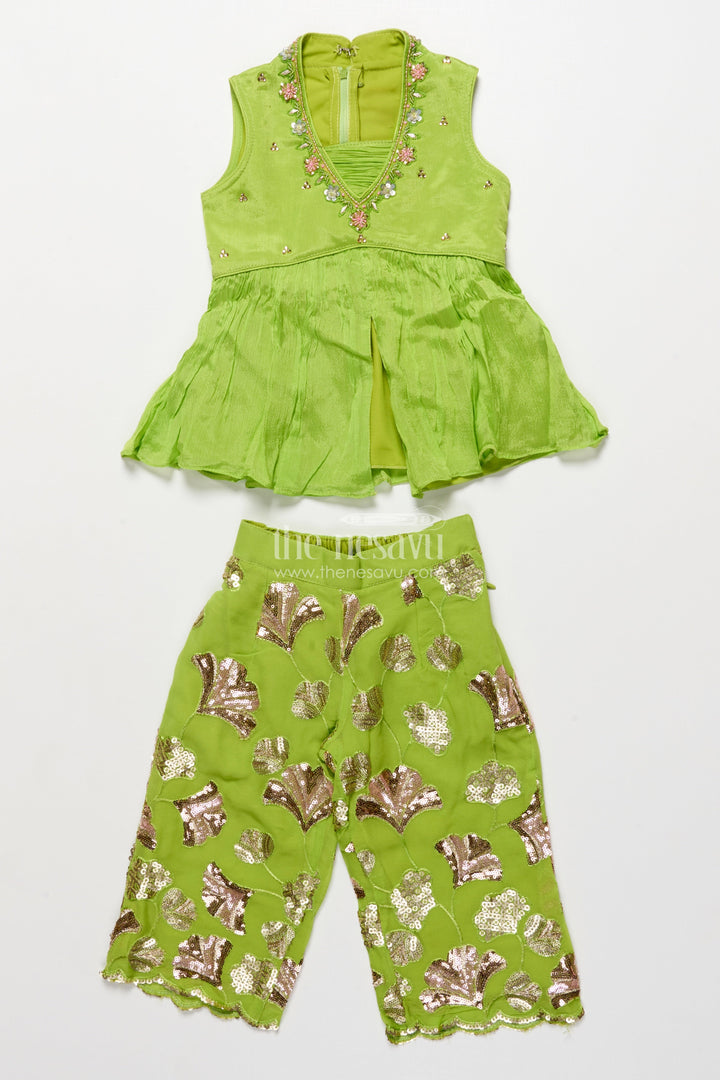 The Nesavu Girls Sharara / Plazo Set Embroidered Sharara Set for Girls Festive and Cultural Wear Nesavu Nesavu sharara set girls viscose silk embroidery perfect cultural functions festive events